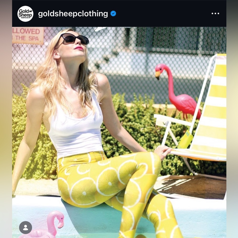 Goldsheep Yellow Citrus Print Leggings